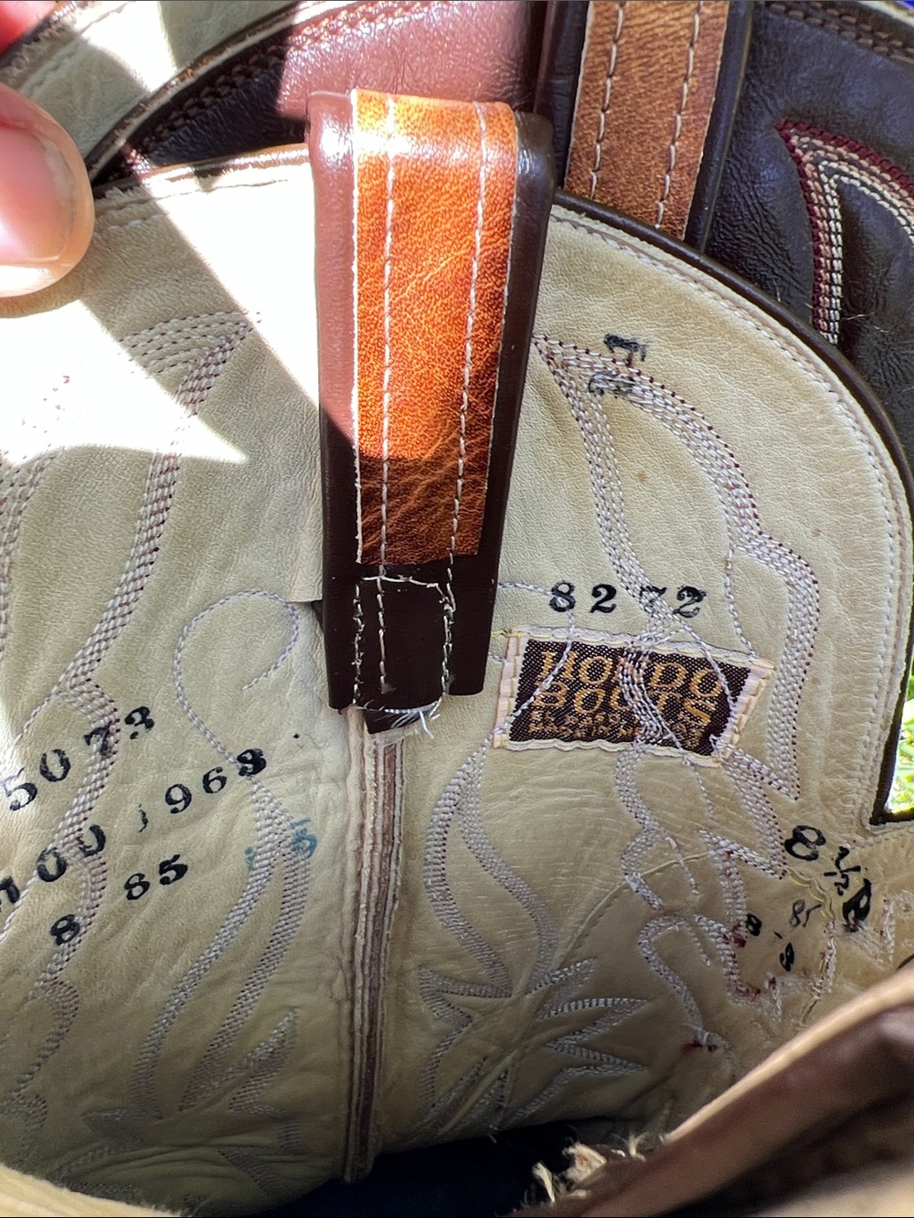 Vintage! Hondo men’s Tan & Dark Brown Western Cowboy Boots full grain leather - Picture 12 of 14